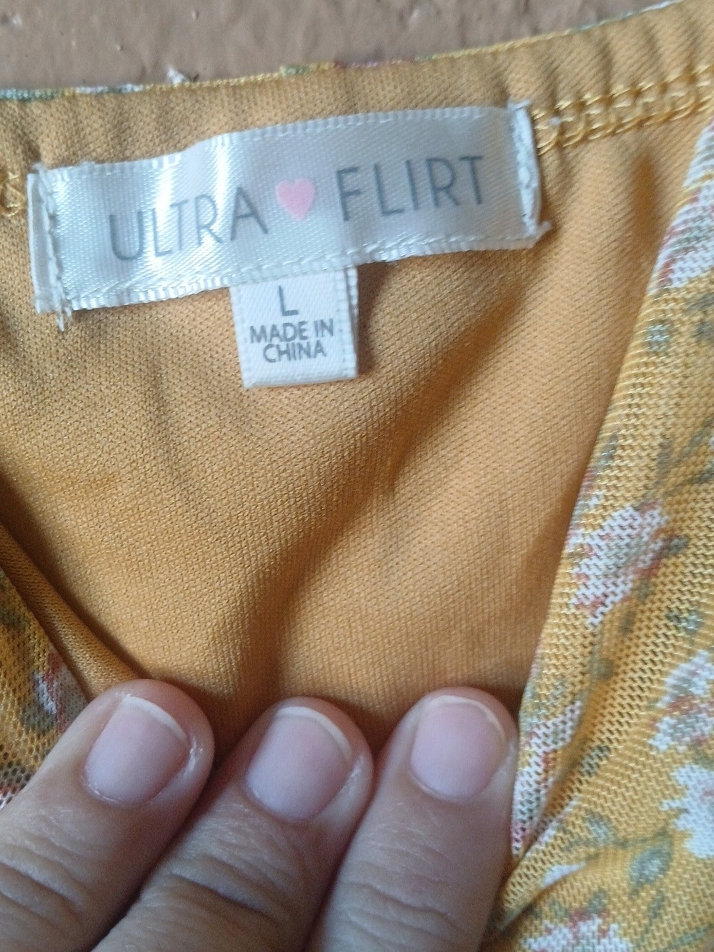 Ultra Flirt Mustard Yellow Floral Blouse